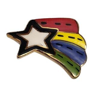 Vtg 1980s KB Designs Art Pottery Angel Cat Pin Brooch